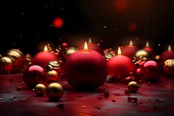 Wall Mural - Red and black tones abstract christmas background, AI generated