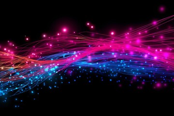 Poster - Abstract futuristic, Network connection fiber optic, Transmission line, hop to hop delivery, node to node, Abstract concept of network technology. Generative AI.