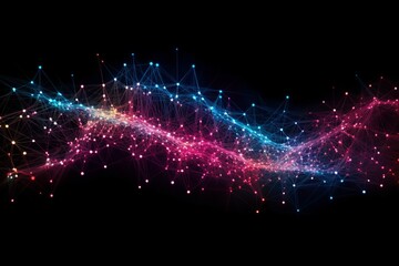 Poster - Abstract futuristic, Network connection fiber optic, Transmission line, hop to hop delivery, node to node, Abstract concept of network technology. Generative AI.