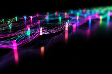Poster - Abstract futuristic, Network connection fiber optic, Transmission line, hop to hop delivery, node to node, Abstract concept of network technology. Generative AI.