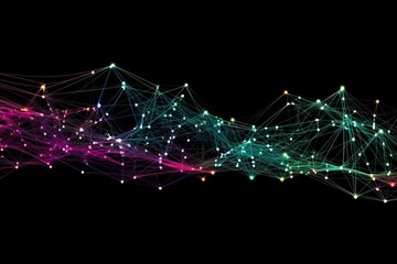 Aufkleber - Abstract futuristic, Network connection fiber optic, Transmission line, hop to hop delivery, node to node, Abstract concept of network technology. Generative AI.