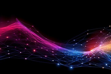 Aufkleber - Abstract futuristic, Network connection fiber optic, Transmission line, hop to hop delivery, node to node, Abstract concept of network technology. Generative AI.
