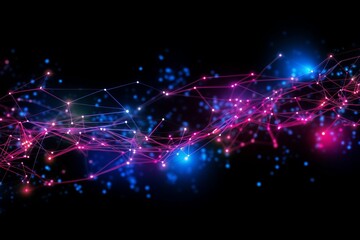 Aufkleber - Abstract futuristic, Network connection fiber optic, Transmission line, hop to hop delivery, node to node, Abstract concept of network technology. Generative AI.