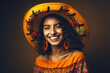 © colnihko - Mexican latin smiling woman in traditional sombrero hat.