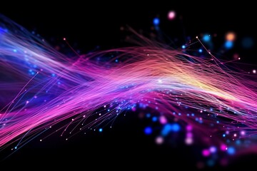 Aufkleber - Abstract futuristic, Network connection fiber optic, Transmission line, hop to hop delivery, node to node, Abstract concept of network technology. Generative AI.