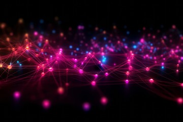 Aufkleber - Abstract futuristic, Network connection fiber optic, Transmission line, hop to hop delivery, node to node, Abstract concept of network technology. Generative AI.