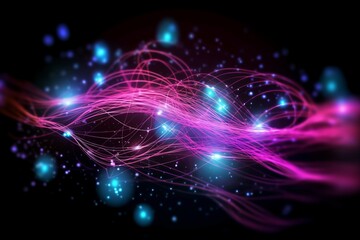 Aufkleber - Abstract futuristic, Network connection fiber optic, Transmission line, hop to hop delivery, node to node, Abstract concept of network technology. Generative AI.