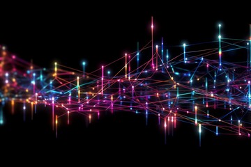Aufkleber - Abstract futuristic, Network connection fiber optic, Transmission line, hop to hop delivery, node to node, Abstract concept of network technology. Generative AI.
