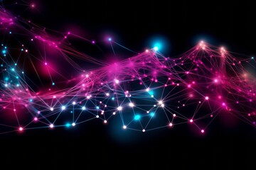 Aufkleber - Abstract futuristic, Network connection fiber optic, Transmission line, hop to hop delivery, node to node, Abstract concept of network technology. Generative AI.