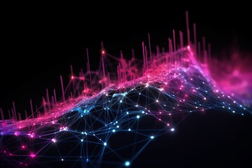 Aufkleber - Abstract futuristic, Network connection fiber optic, Transmission line, hop to hop delivery, node to node, Abstract concept of network technology. Generative AI.
