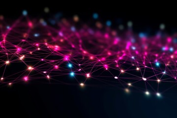 Aufkleber - Abstract futuristic, Network connection fiber optic, Transmission line, hop to hop delivery, node to node, Abstract concept of network technology. Generative AI.