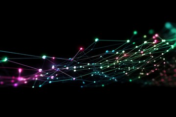 Aufkleber - Abstract futuristic, Network connection fiber optic, Transmission line, hop to hop delivery, node to node, Abstract concept of network technology. Generative AI.