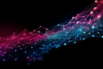 Aufkleber - Abstract futuristic, Network connection fiber optic, Transmission line, hop to hop delivery, node to node, Abstract concept of network technology. Generative AI.