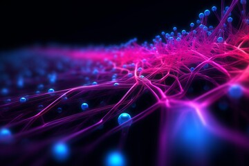 Aufkleber - Abstract futuristic, Network connection fiber optic, Transmission line, hop to hop delivery, node to node, Abstract concept of network technology. Generative AI.