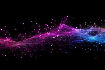 Leinwandbilder - Abstract futuristic, Network connection fiber optic, Transmission line, hop to hop delivery, node to node, Abstract concept of network technology. Generative AI.