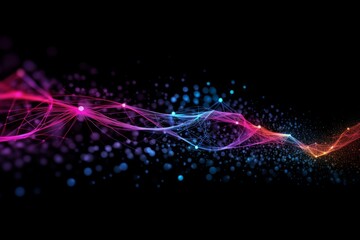 Aufkleber - Abstract futuristic, Network connection fiber optic, Transmission line, hop to hop delivery, node to node, Abstract concept of network technology. Generative AI.