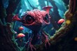 Cute alien creature in a mystical forest. Vibrant colors, fantastic animal concept art. Generative AI