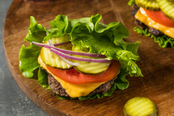 Canvas Print - Gluten Free Paleo Bunless Cheeseburger