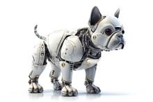 French Bull Dog Robotic Dog On A White Background Made With AI Generative Technology