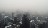 Fototapeta  -  a foggy cityscape with tall buildings and skyscrapers.  generative ai