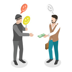 3D Isometric Flat  Conceptual Illustration of Swindling or Scamming
