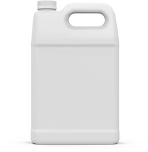 Gallon White Solid Plastic Bottle Jerrycan Isolated White 3D Rendering
