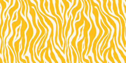 Tiger white yellow seamless pattern. Vector animal skin print. Fashion organic texture.