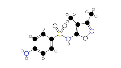 Wall Mural - sulfafurazole molecule, structural chemical formula, ball-and-stick model, isolated image sulfisoxazole