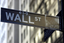 Wall Street Sign Corner Of Broadway, The Brown Colour Indicates The Historic Area, Manhattan, New York City, America, Usa