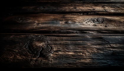 Sticker - Weathered hardwood plank on rustic outdoor table generated by AI