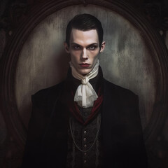 Poster - Gaunt Gentleman in Old-Fashioned Suit Dark Victorian Gothic Aesthetic Portrait Illustration [Generative AI]