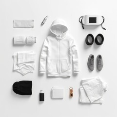 Wall Mural - youth outfit with white hoodie and accessories around