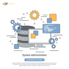 Wall Mural - system administration, database control flat contour style vector concept illustration