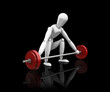 3D render of a wooden man preparing to lift weights