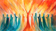 Pentecost. Christian banner, watercolor. Generative AI