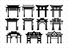 Chinese Gate Silhouette, Chinese Gate SVG, Chinese Svg, Torii Gate Svg, Gate Svg, Chinese Gate Bundle, SB00021