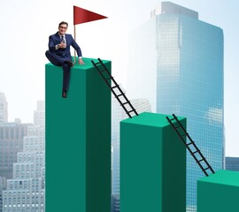 Wall Mural - Businessman in career growth and progression concept