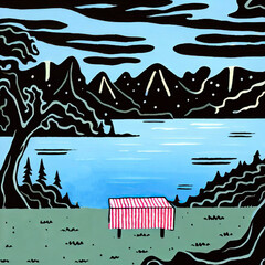 illustration of a landscape with trees