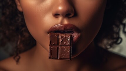 Wall Mural - woman eating chocolate