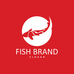 Wall Mural - Koi Fish Logo Design, Ornamental Fish Vector, Aquarium Ornament Illustration Brand product