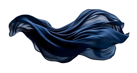Wall Mural - Blue fabric flying in the wind on white background 3D render Generative ai