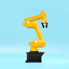 Wall Mural - Yellow robot arm for industry. Digital factory production technology