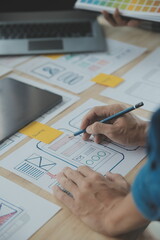 Wall Mural - ux graphic designer creative sketch planning application process development prototype wireframe for