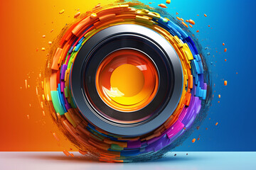 Aufkleber -  A conceptual illustration of a camera lens transforming into a portal, symbolizing the power of photography to transport us to different worlds.  Generative AI technology.