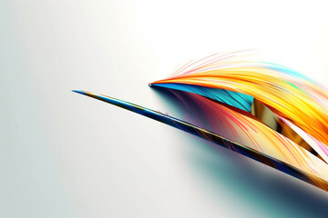 Leinwandbilder -  A minimalist graphic design of a single arrow piercing through an abstract bow, symbolizing strength, determination, and focus.  Generative AI technology.