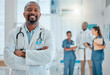 © Kirsten D/peopleimages.com - Happy, doctor and portrait of black man with crossed arms for medical help, insurance and trust. Healthcare, hospital team and face of professional male health worker for service, consulting and care