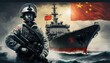 © neirfy - chinese navy in poster, collage style