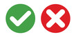 green check mark and red cross isolated vector, yes or no concept