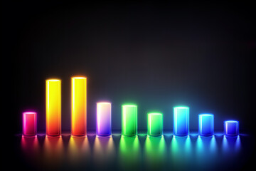カラフルな立体で構成された棒グラフのイメージ Image of a bar chart composed of colorful three-dimensional objects