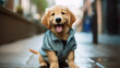 Cute Golden Retriever puppy with clothes Generative AI